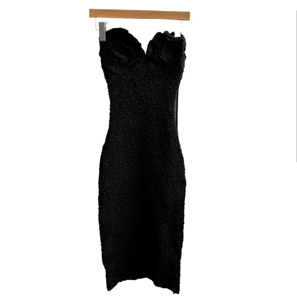 Mara Hoffman Mona Strapless Scrunch Rosette Midi Dress - Picture 3 of 8